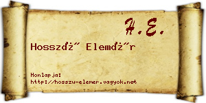 Hosszú Elemér névjegykártya